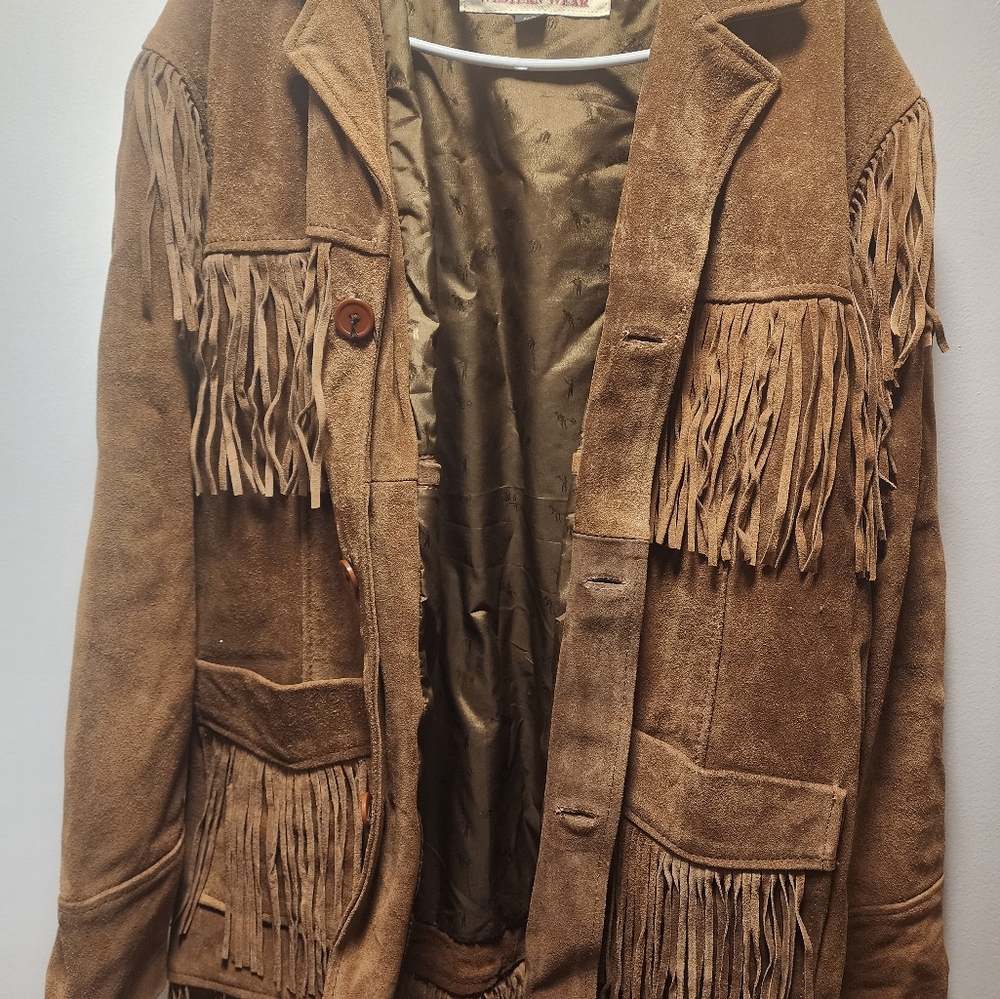 Men's Vintage Fringe Suede Jacket
